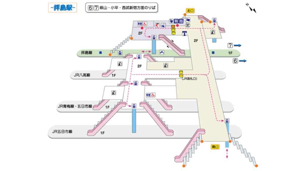 拝島駅の構内図